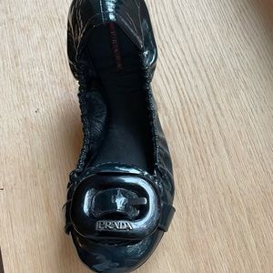 Prada ballet flats midnight with black buckle